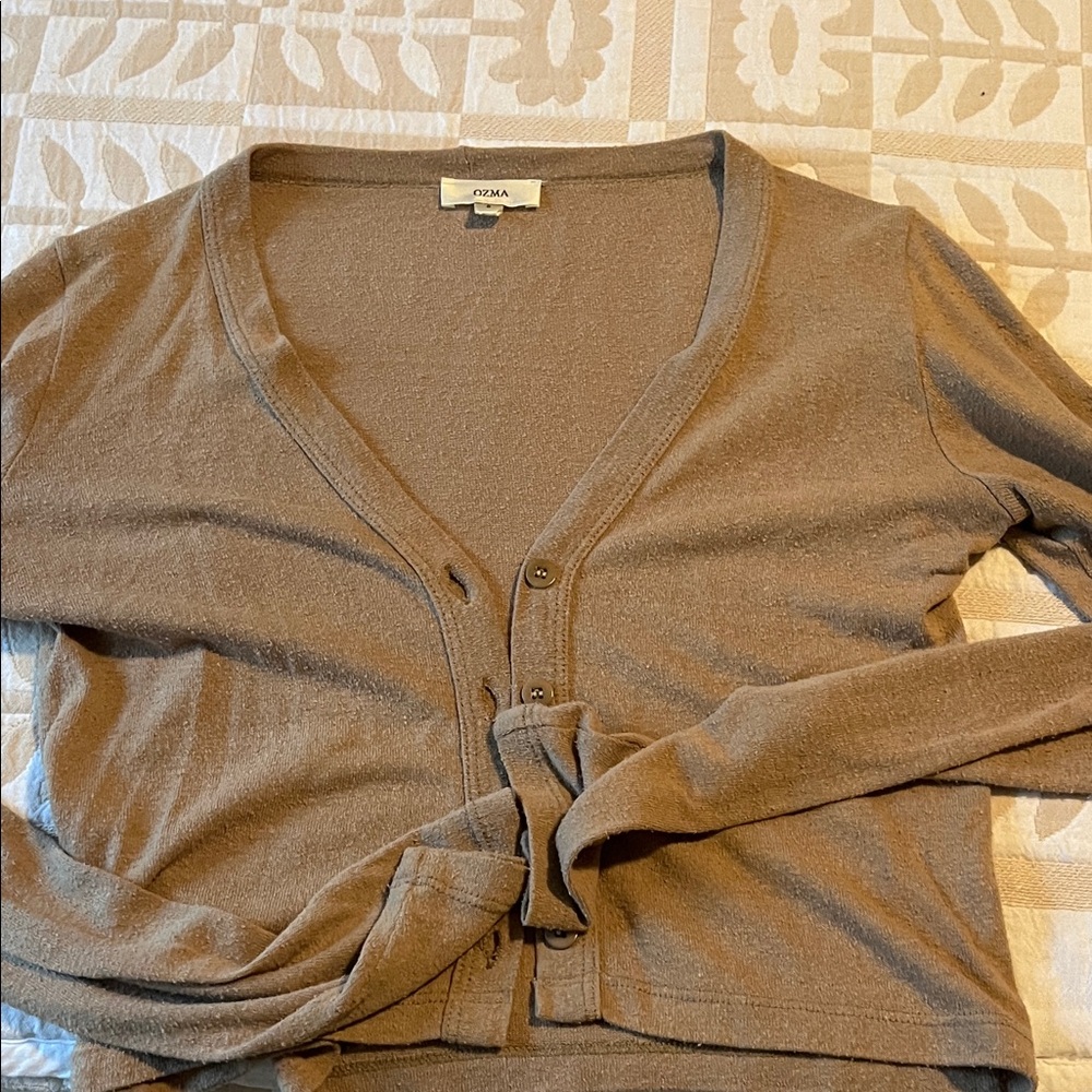 OZMA Tan Cardigan Sweater